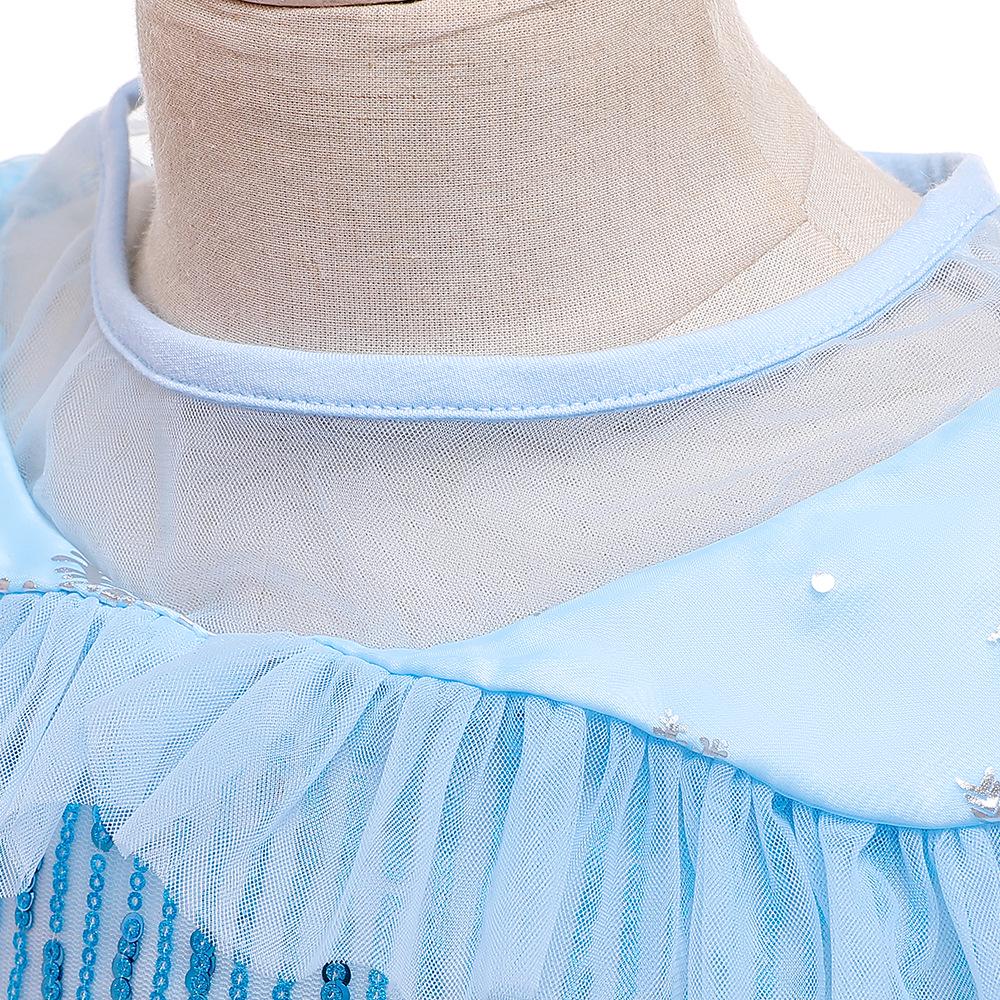 Long Cloak Dress Blue Sequin Dress For Girls Star Christmas Cosplay Princess Party Girls Dress Party Cosplay Costume Dresses