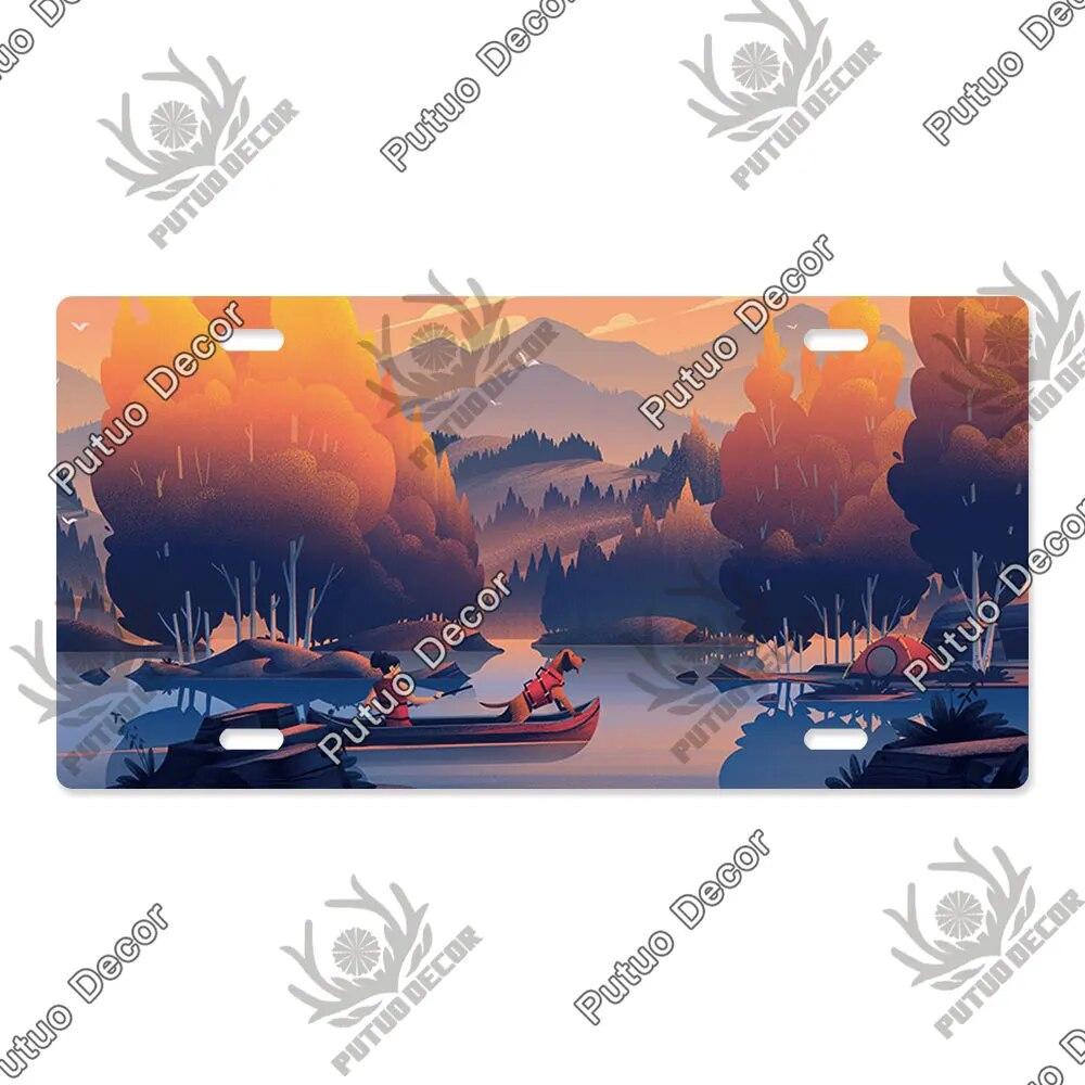 Putuo Decor Ilustrace SPZ Plechová cedule Plaketa Kovová dekorativní deska do auta Dveře do obývacího pokoje Domácí nástěnná dekorace