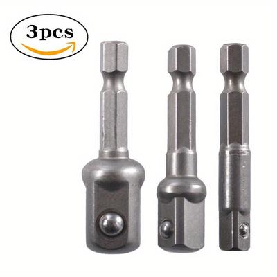 3 Pcs Drill Socket Adapter Impact Drill Extension Drill Bits Bar Socket Adapter 1/4 3/8 1/2 Size Hex Shank Square Head Drill Bit