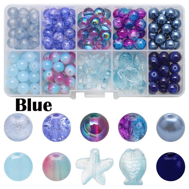 

10 сеток/коробка, хрустальные стеклянные бусины, наборы для изготовления ювелирных изделий, натуральный камень, морская звезда, рыба, поделки для DIY, браслет, ожерелье синий