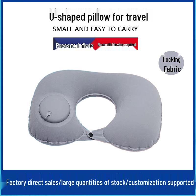 Inflatable U-Shaped Travel Pillow - Neck Support for Camping & High-Speed Rail