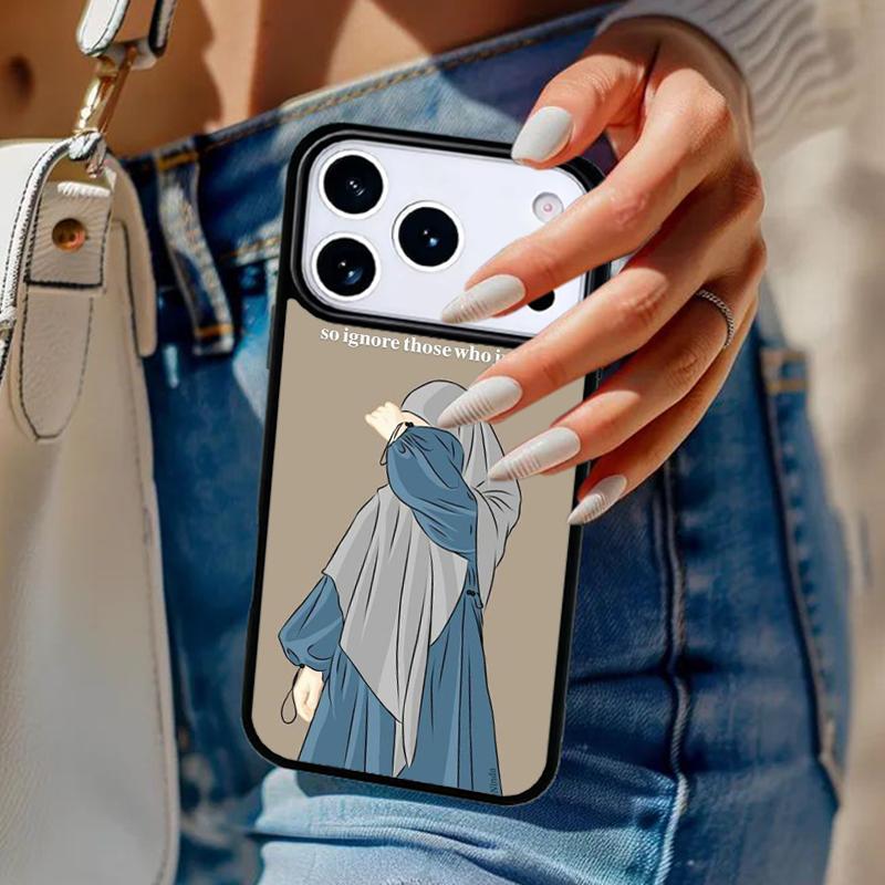 Muslim Arabic Hijab Girl soft Phone Case For iPhone 17 Air 14 15 13 12 Max Cover For Apple 16e 11 Pro Max Plus Coque