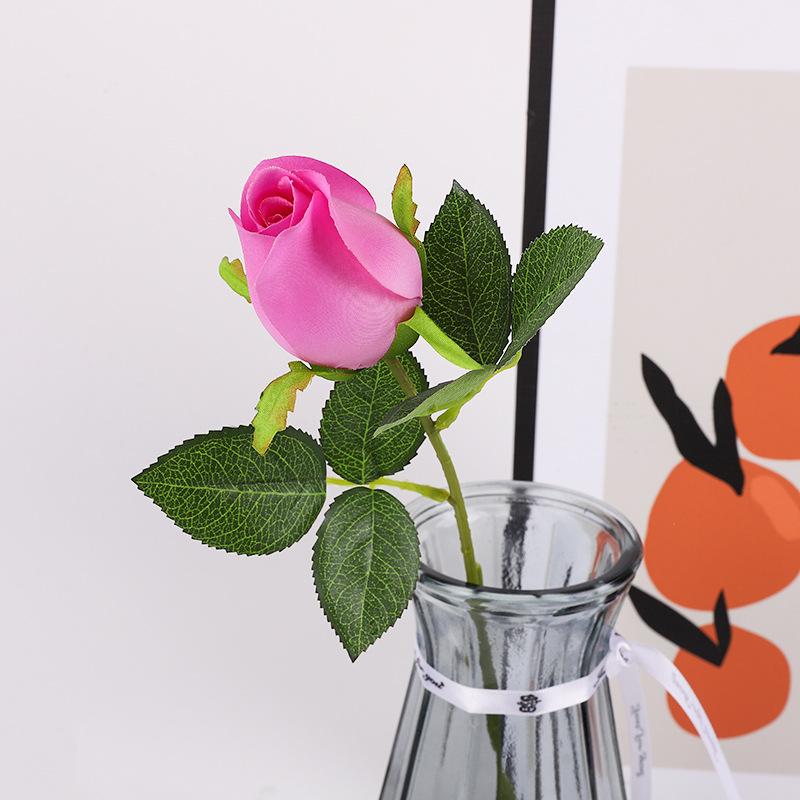 Single Stem Fabric Rose Artificial Flower, Real Touch Fake Bouquet for Wedding Home Decor, Realistic Fake Rose