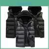 Men Padded Gilet Vest With Hooded Design And Detachable Hat Durable Quilted Body Warmer