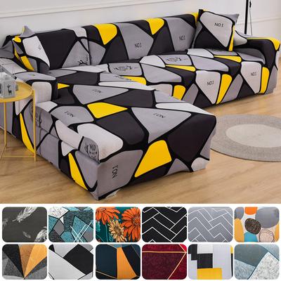 Elasticated Sofa Covers for Living Room Spandex Chaise Longue Corner Armchair Cover Cushion Couch Furniture 190-230cm Slipcovers