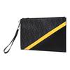 Fendi Monogram Logo FF Pattern Color Block Striped Coated Wristband Canvas And Leather Clutch Men Clutch Black Gray Yellow 7N0110-A9XS-F0R2A
