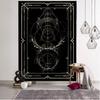 Witchcraft Tarot Tapestry Wall Hanging Black Khaki Sun Moon Starry Universe Geometric Pattern Dormitory Home Decoration Curtains