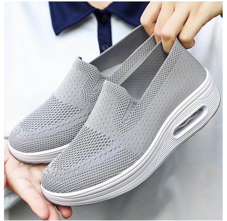 Damen Frühlings Fly-Knit Luftpolster Sneaker - Atmungsaktiv, Weiche Sohle, Höhensteigernd, Bequeme Mesh Freizeitschuhe