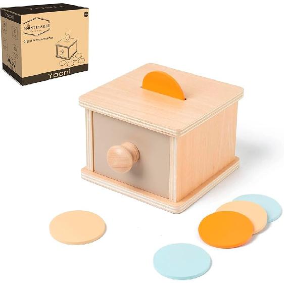 YAANI 2-in-1 Ball and Coin Drop, Object Permanence Box, Montessori Coin Box, Montessori Toys for 1+ Year Old, Baby Toys 6-12 Months, Baby Gifts Coin Box