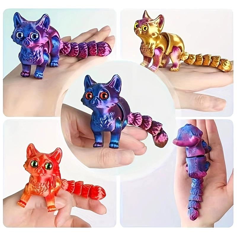 12cm Articulated 3D Printed Cat Cute Animals Toys Decor For Stress Relief Desktop Decoration Pet Christmas Gift&
