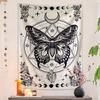 1pc Vertical Black White Bohemian Butterfly Moth Tapestry Wall Hanging Art Decor For Home Bedroom Indoor Ornament