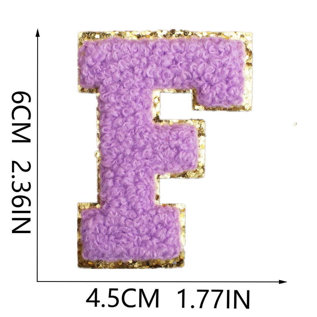6Cm English Letter Towel Embroidery Patch Sticker Purple Letter Computer Embroidery Label Ironing Embroidery Chapter