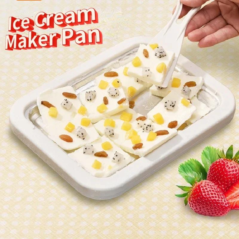 Ice Cream Roll Maker Machine With 2 Scrapers Ice Cream Maker Plate Multifunctional Diy Frozen Yogurt Maker Homemade Stir-fried