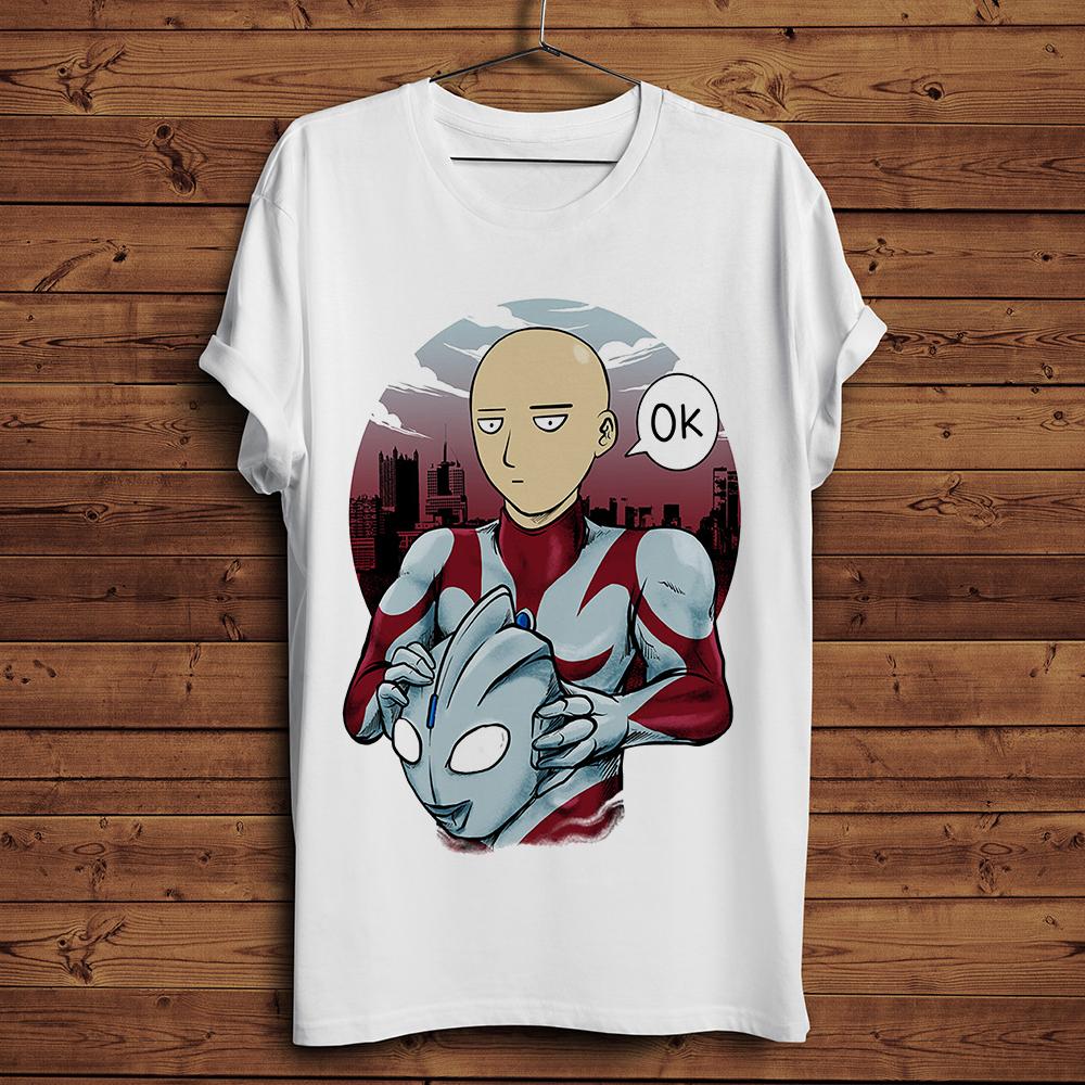 T-shirt humoristique One Punch Hero pour homme, blanc, décontracté, à manches courtes, unisexe, streetwear, manga