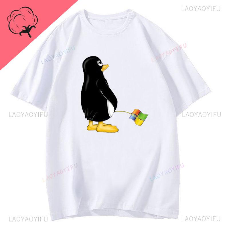 

Linux Penguin Tshirt Premium Cotton Men s Clothing Leisure Harajuku Manga Tees Aesthetic T-Shirts Vintage Humor Streetwear 4XL