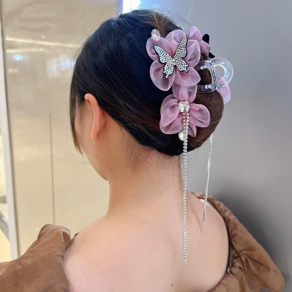 

Bead Grasping Clip Tassel Hair Claw Fashion Butterfly Hairgrips Girl рожевий
