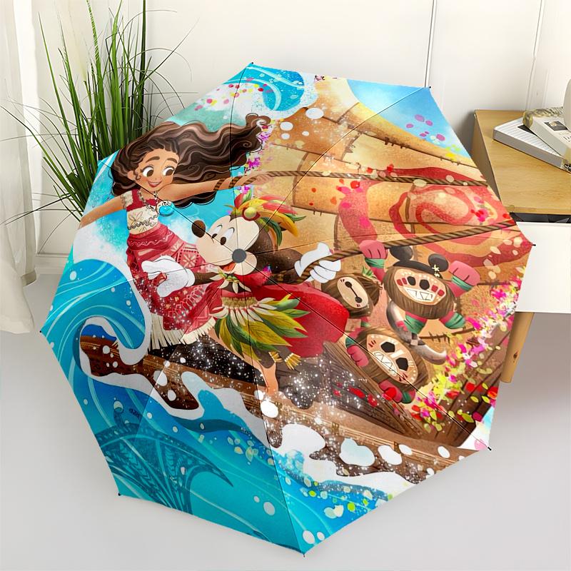 

Moana,Mickey Mouse Automatic Umbrella Tri fold Portable Umbrella, Best Holiday Gift for Men and Women, Durable Iron Frame, Playful Design,