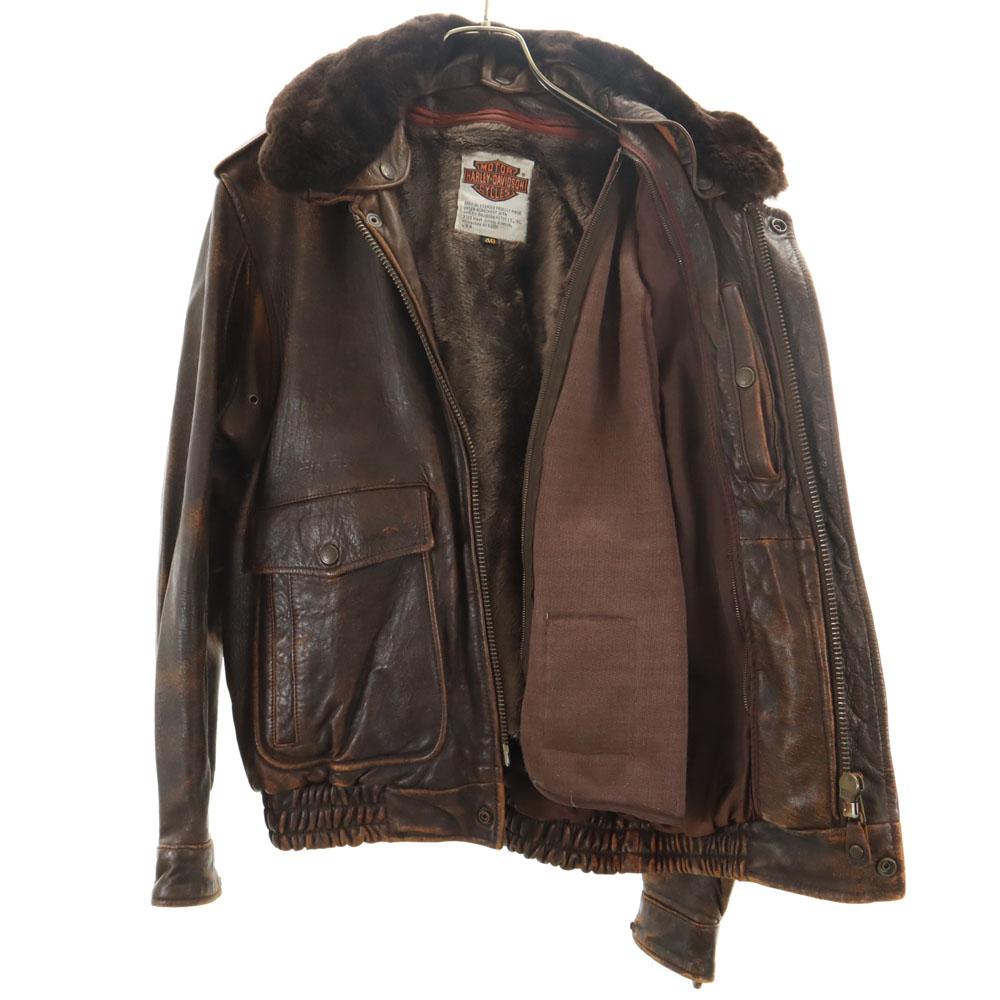 Harley Davidson 90s Old Leather Jacket 40 Brown G-1 Type with Liner Men's Used