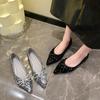 2025 Summer New Pointed Single Shoes Women's Flat-soled Sequins Shallow Mouth Temperament Fashionable Soft-soled Ladyshoes Large Size Women's Shoes