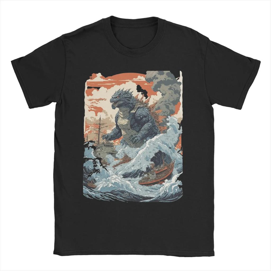 Minus One Vintage King Of Monsters T Shirt for Unisex Cotton TShirt Crewneck Godzilla Tees Short Sleeve Clothes Graphic Printed