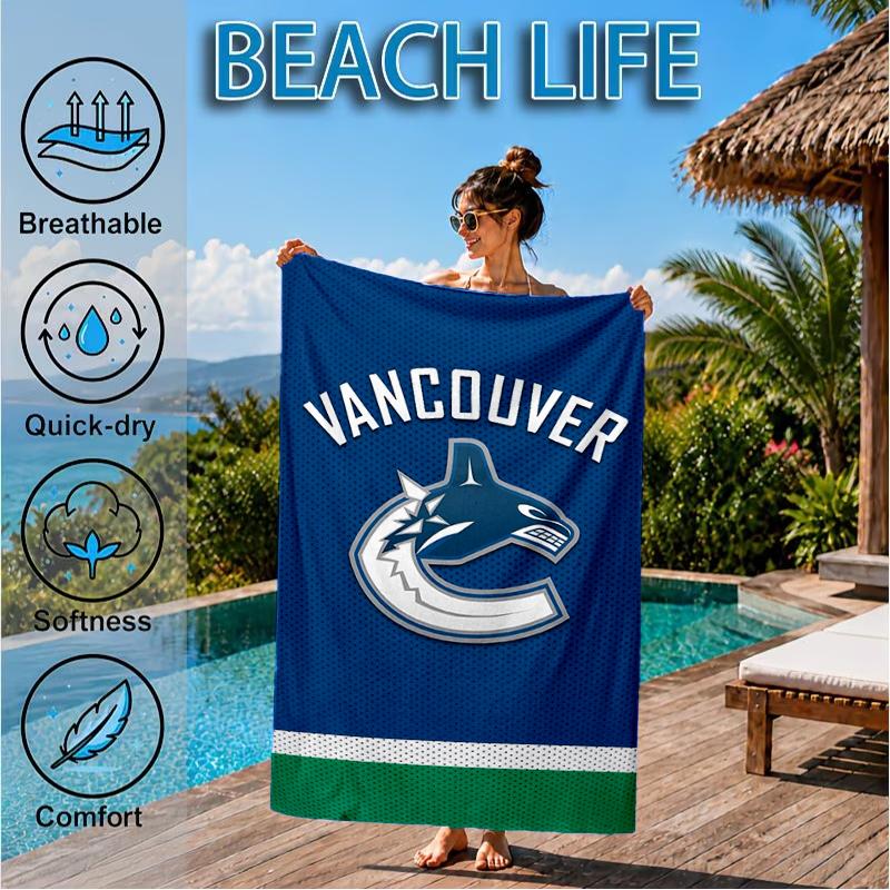 Hockey Team Vancouver-Canucks Beach Towel, Super Soft Microfiber, Perfect Gift for Her/Him, Birthday, for Pool, Beach, Travel, Decor Beach Party