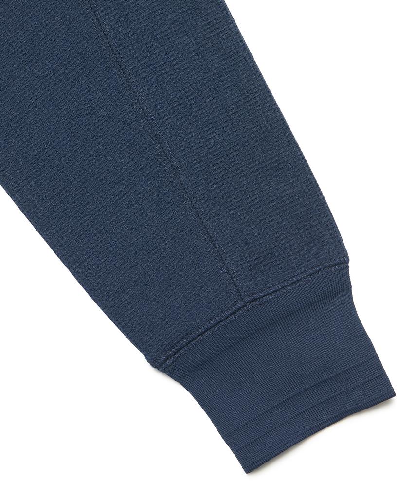 NOMANUAL Nm Henley Neck Waffle Long Sleeve Tee - Dark Navy