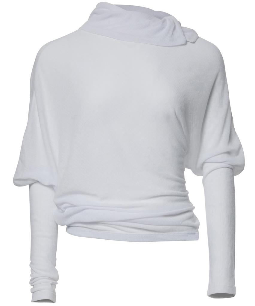 Peulleeoeob Sheer Asymmetrical Long Sleeve (Fl-175_White)