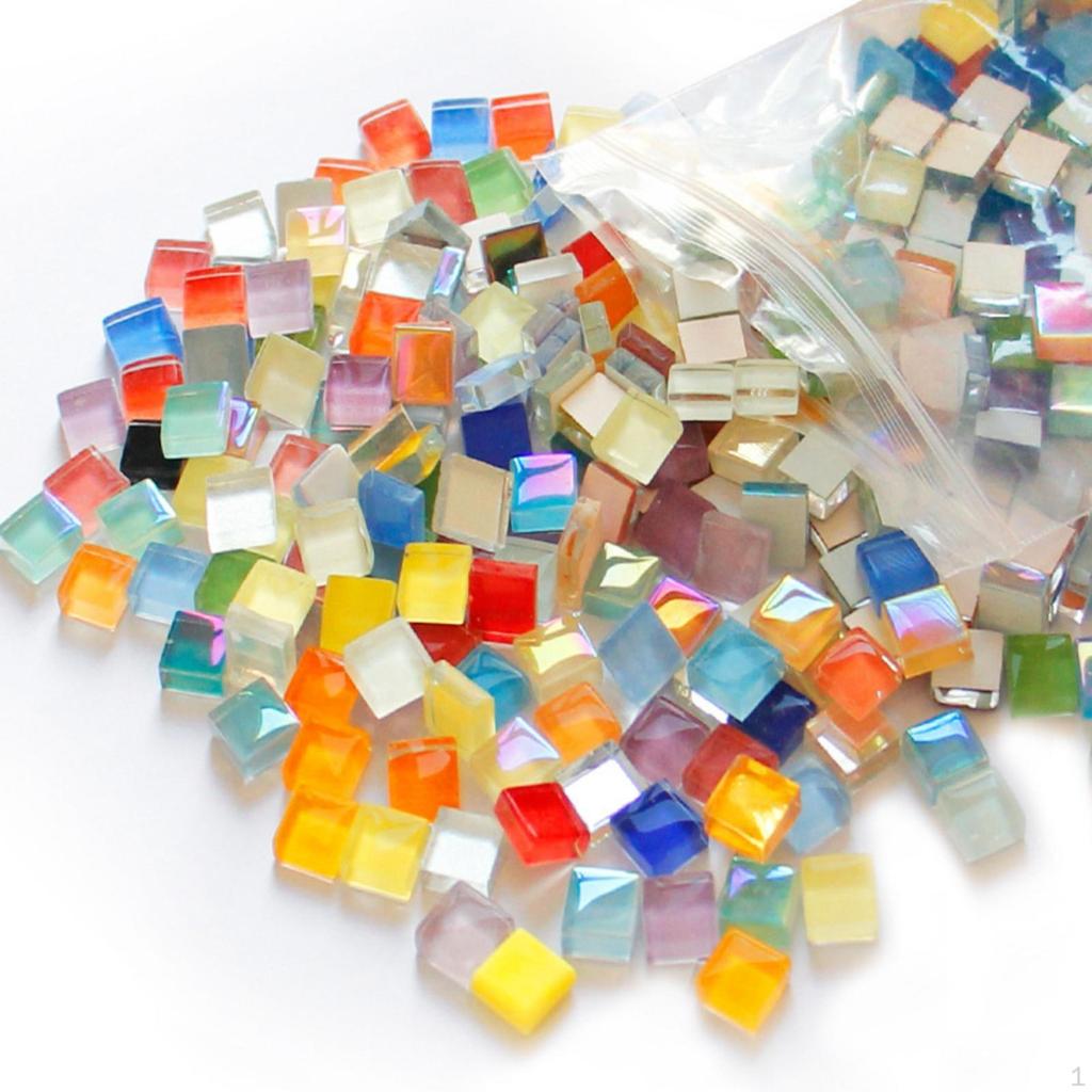 Square Glass Mosaic Tiles Multi-Colored Colorful for Crafters