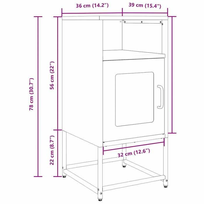VidaXL Black Bedside Table 36x39x78 Cm Cold-rolled Steel, Side Table, Bedside Cabinet, Side Table for Bedroom, 853410