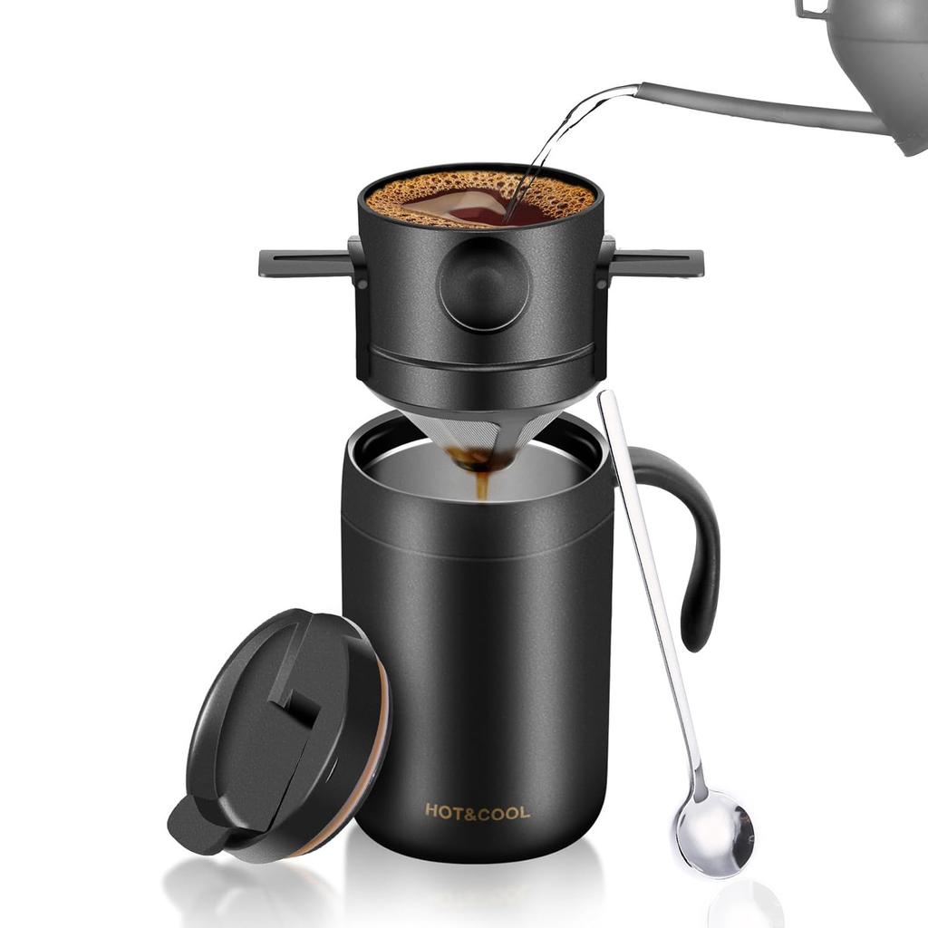Camping-Kaffeemaschinen-Set Kaffeetasse Isolierte Kaffeetasse mit Kaffee-Dripper für Wandern Camping Outdoor Rucksackreisen Home Office