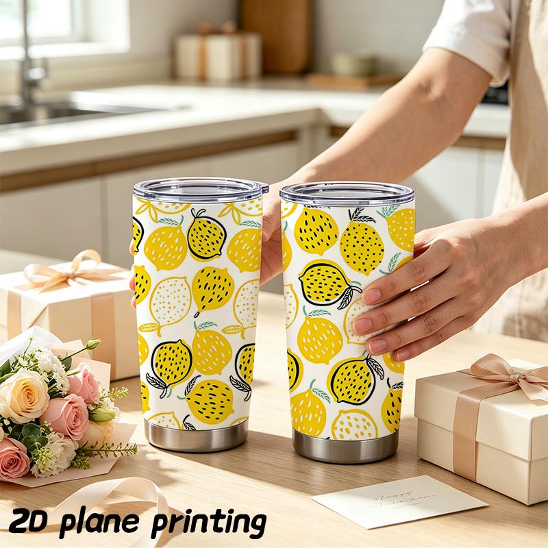 Car Tumbler 591ml Refreshing summer fruit elements Straw Cup Insulated Travel Cup Leakproof Tumbler Coffee Tumbler Straight Tumbler