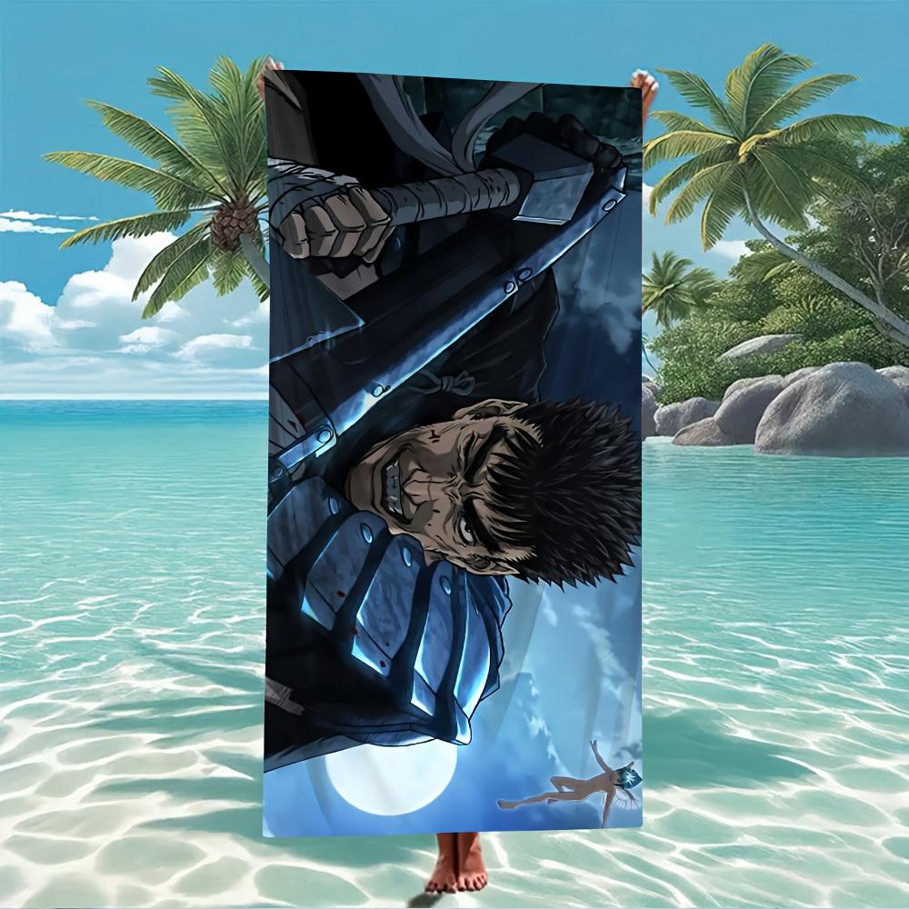 1pc Anime Berserk Guts Black Swordsman Microfiber Beach Towel Quick Dry Sand Free Soft Absorbent Pool Gym Sports Towel