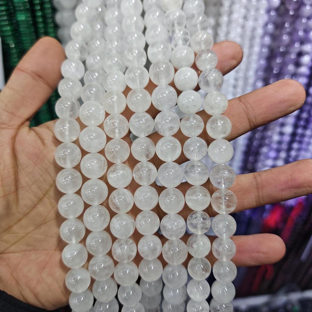 White Phantom Natural Crystal 8mm Round Loose Beads for DIY Accessories and Bracelet Making
