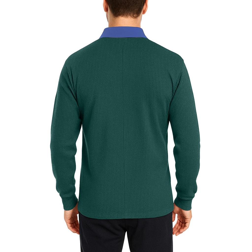 Men's Double Color High Collar Button Long Sleeve Shirt Casual Autumn/Winter Top