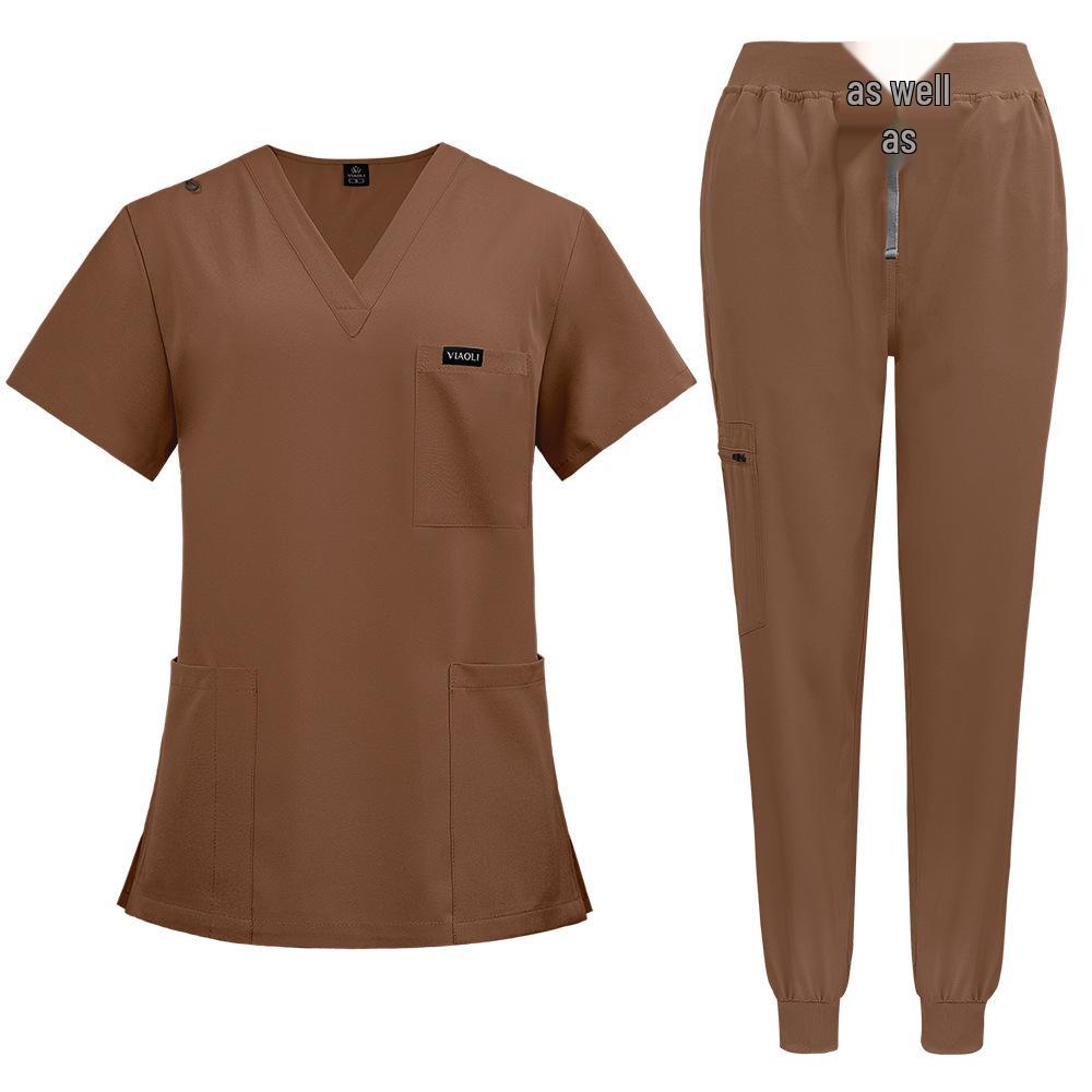 Unisex Quick-Dry Short-Sleeve Scrub Suit: Medical Two-Piece Set for Nurses and Hospital Staff
