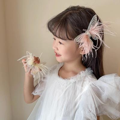 Fashion Colorful Feather Hair Clips Shiny Fairy Headdress Butterfly Barrette Princess Hairpins Princess Headdress