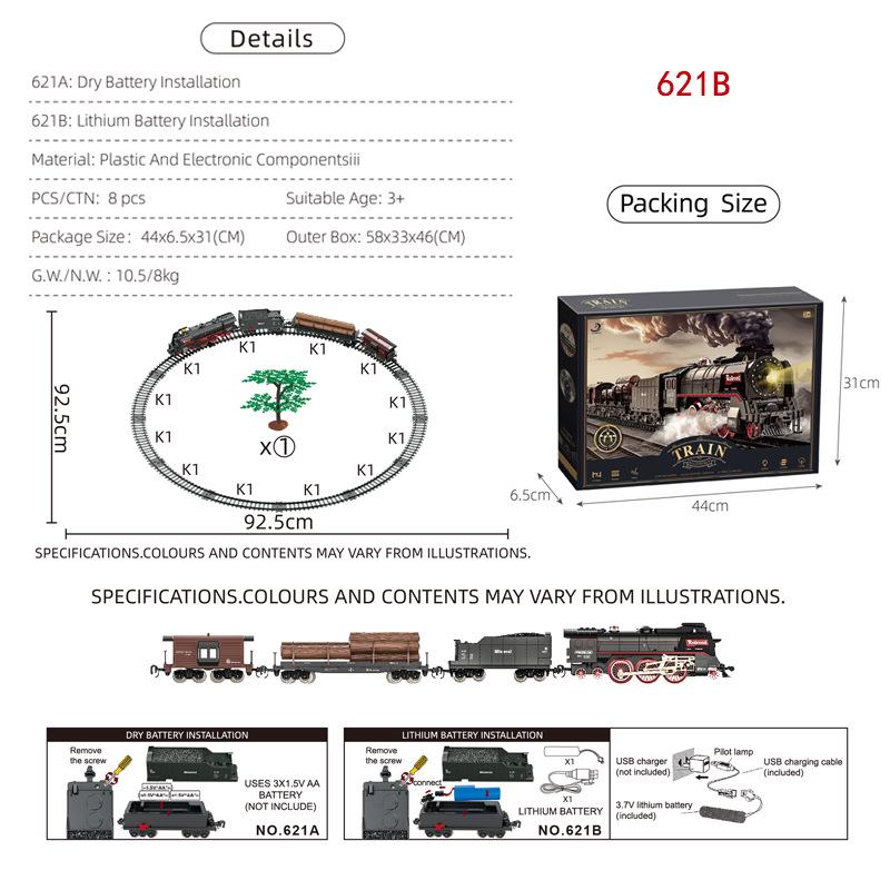 Retro Zestaw Torów Kolei Parowej - Elektryczna Zabawka dla Dzieci