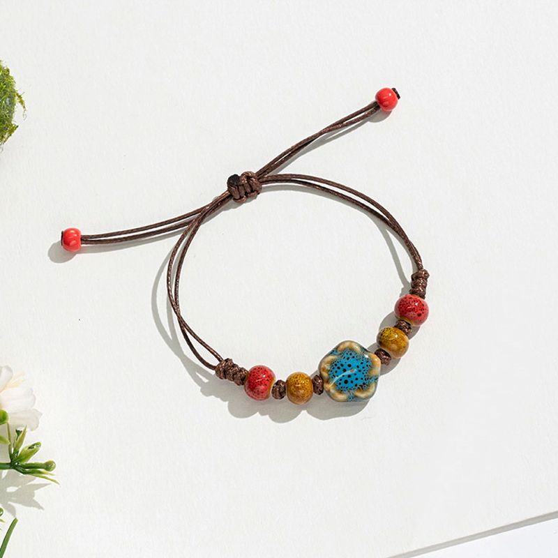 

Ретро Красивый Расписной Керамический Милый Браслет Маленький Свежий Керамический Плетеный Цветочный Глазурь Ремешок для Ношения Корейская Мода Парное Украшение 14-Small Flowers (Blue)