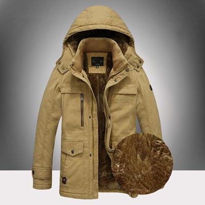 Men's Winter New Cotton-padded Clothes Men's Fleece Thickened Warm Jacket Loose Large Size Medium and Long Cotton Clothes Cotton