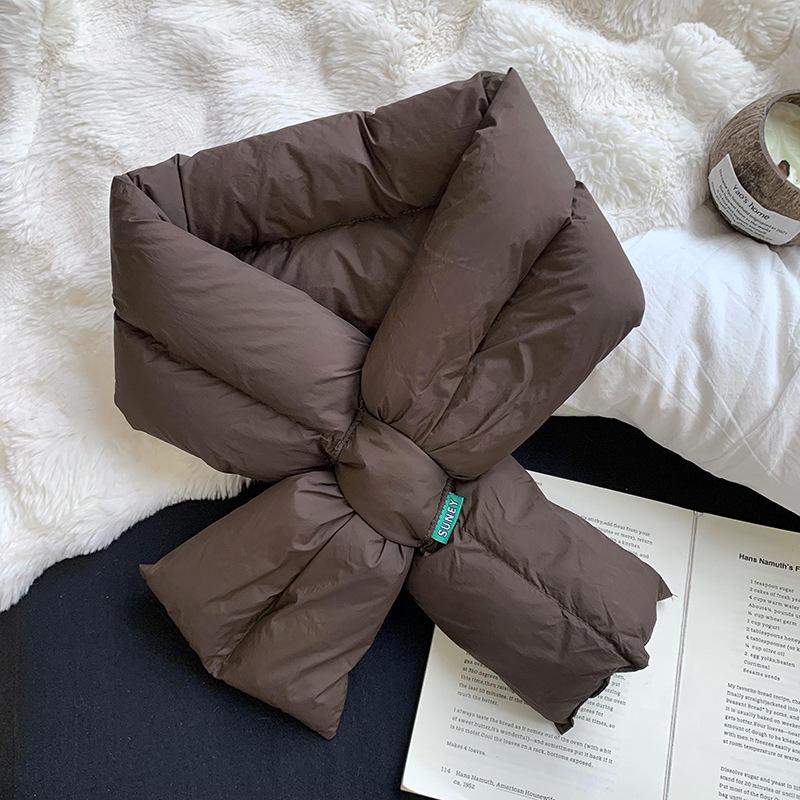 Scarf women's winter high-end sense new velvet thickened outdoor warm down cotton scarf scarf