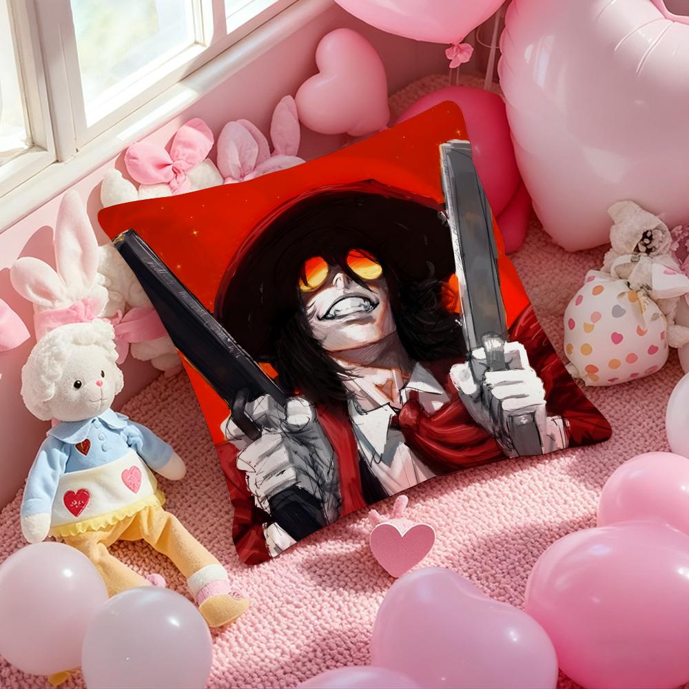 H-Hellsing U-Ultimate Anime Cushion Cover Pattern Printed Pillowcase for Living Room Sofa Cushion Cover & Bedroom Decor