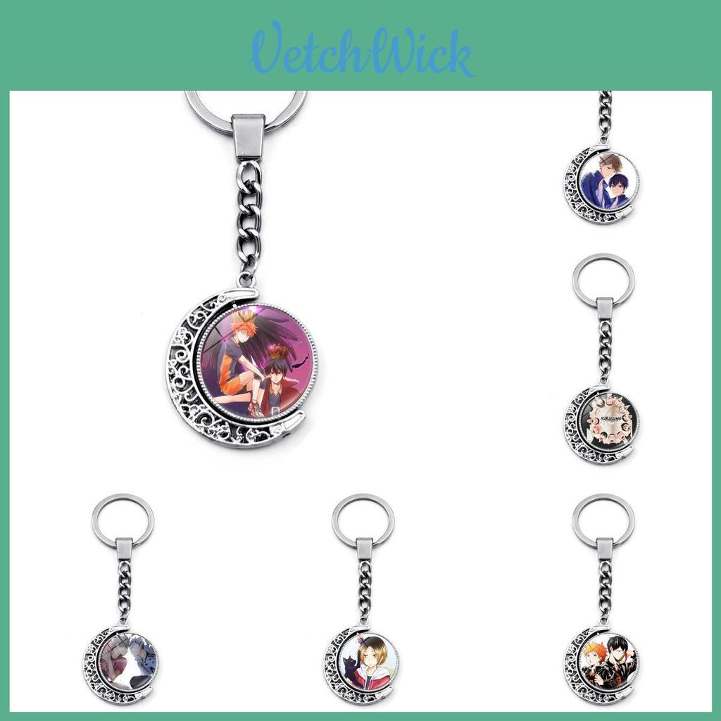 Anime Haikyuu Keychain Rotating Moon Pendant Zinc Alloy Metal Key Accessory For Backpacks