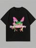 Womens Slogan Frog Print Crew Neck Short Sleeve Casual TShirt Graphic Tees Women Tops