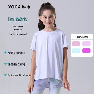 Celebrity Summer Girls' Loose Fit Sports Tee - Plus Size, Quick-Drying Yoga Top for a Cool Feel