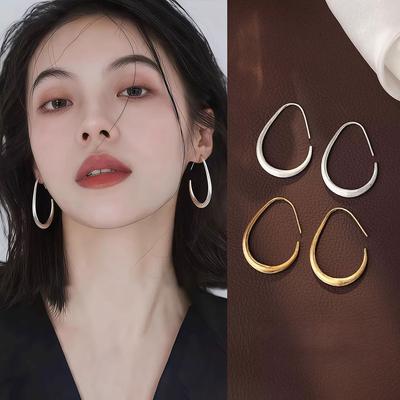 Water Droplet Ring Earrings for Women's New Style, Light Luxury and High-end Feel, Frosted Earrings To Show Face and Small Temperament, Earrings