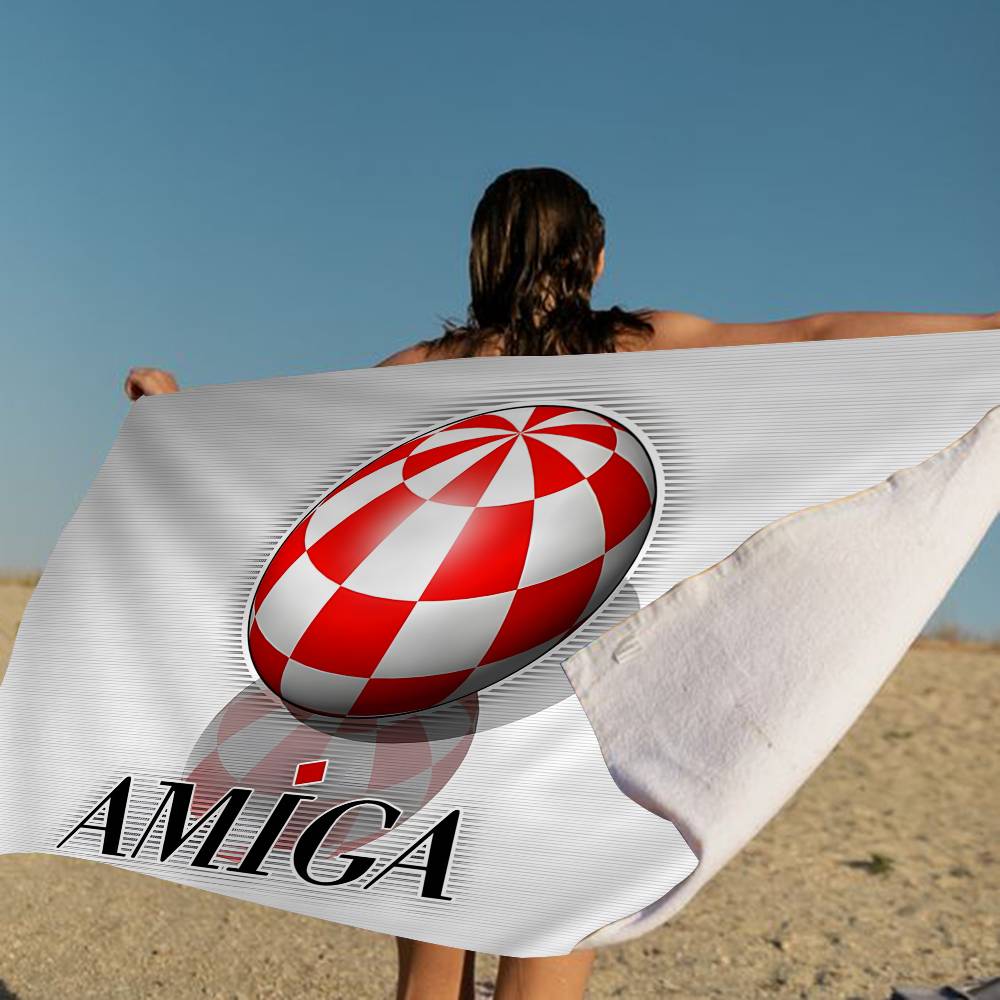 Amiga Logo Fashion Microfiber Blanket Quick Drying Beach Towels Oversized Printing Super Absorbent Pool Towel Blanket