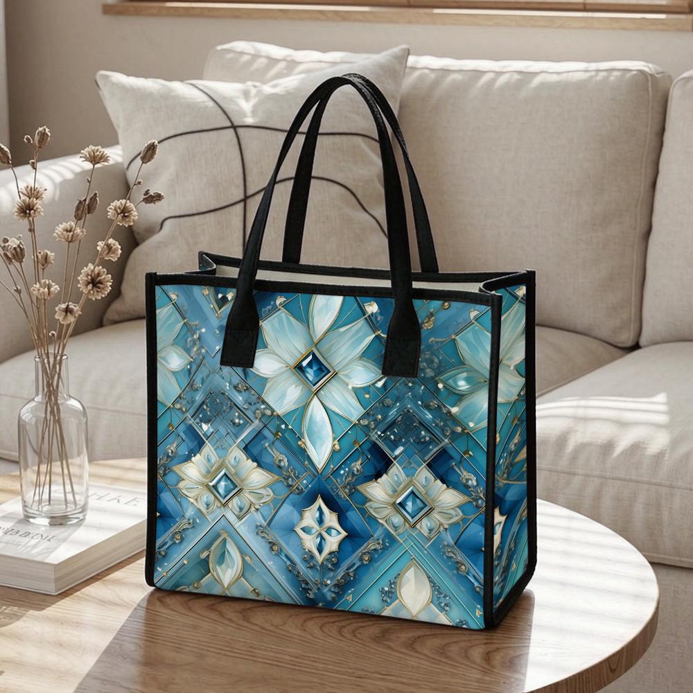 Elegant Geometric Pattern Tote Bag Fashion Daily Use Large Capacity Shoulder Handbag