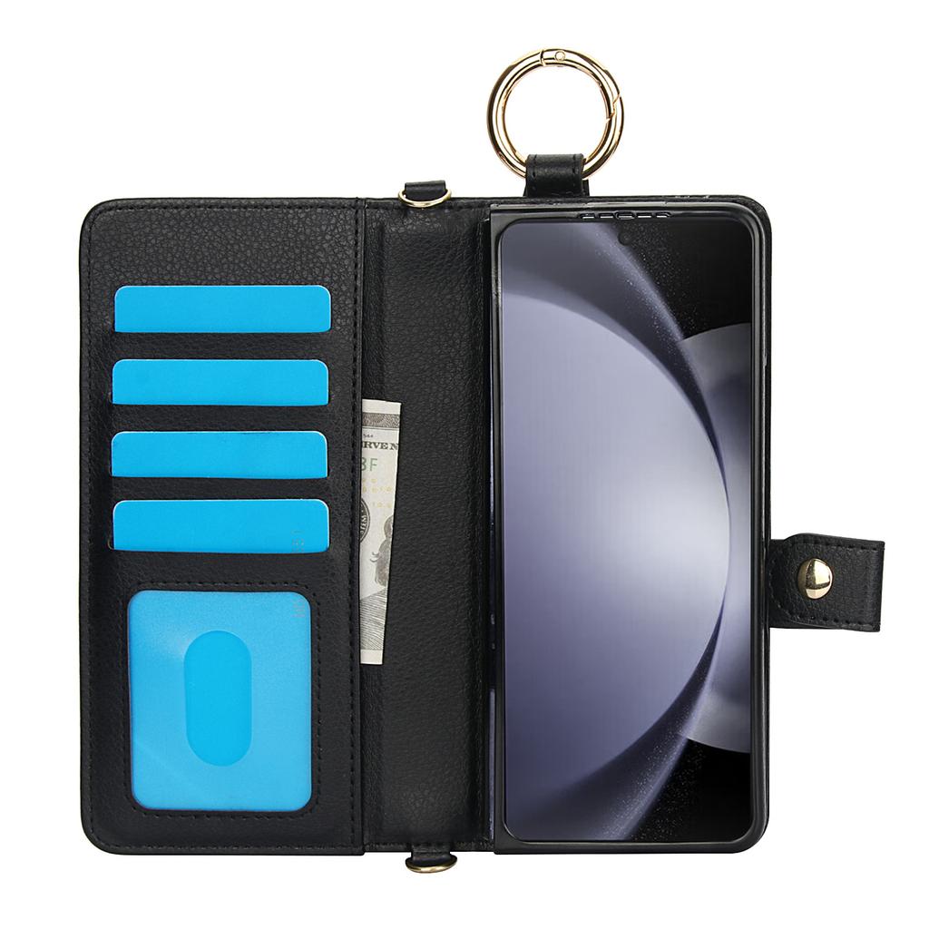 Samsung FOld7 Mobile Phone Leather Case Wristband Protective Cover Z FOld6 Carbon Fiber Business Mobile Phone Case Pen Slot