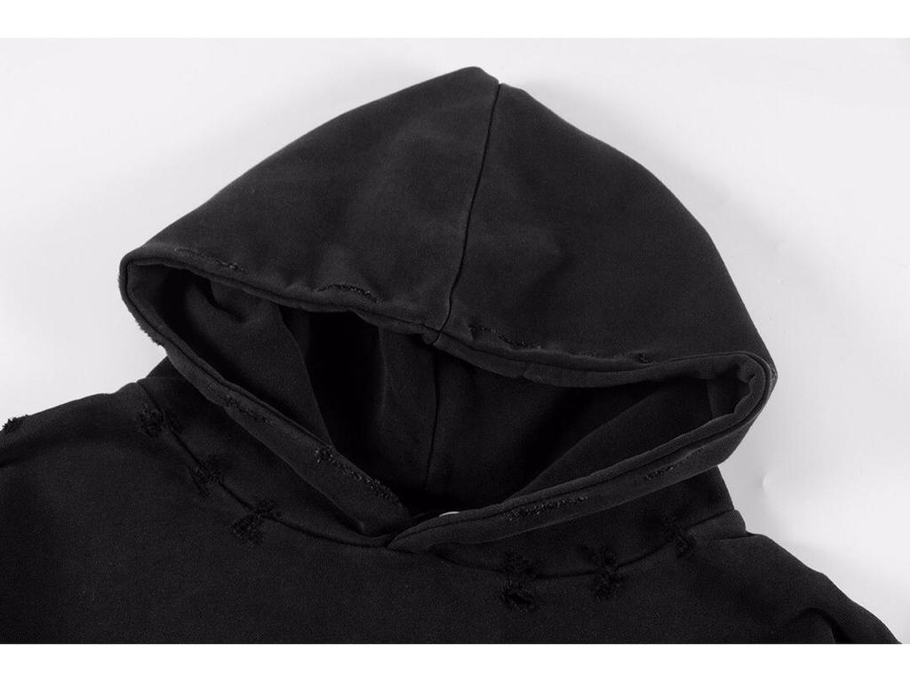 ERD Melancholy Blue Gradient Loose Washed Distressed American Style Hoodie