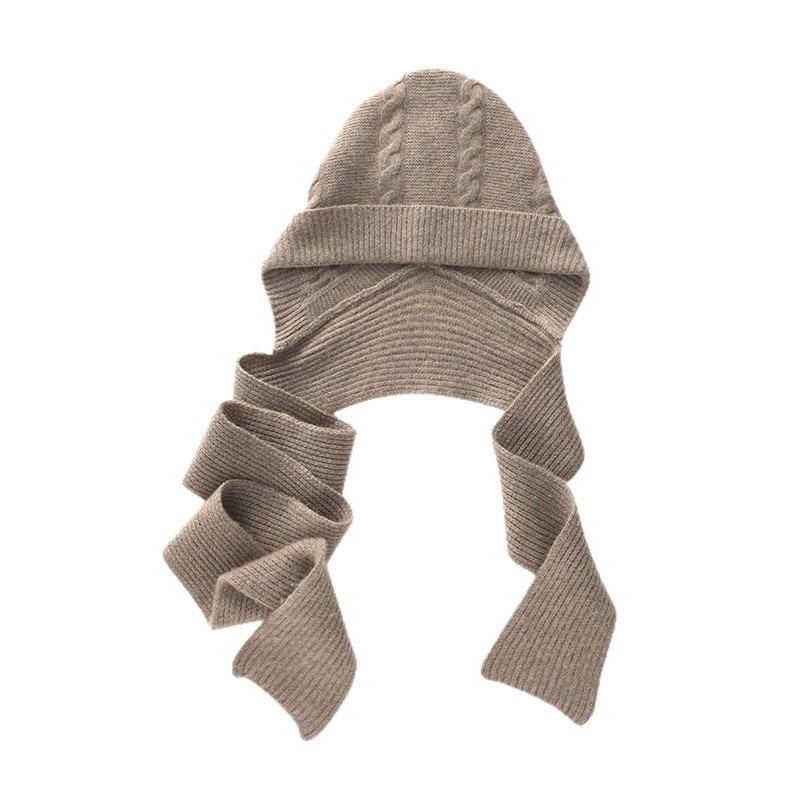 % Cashmere integrated thickened warm hat men's and women's cashmere one-piece scarf hat